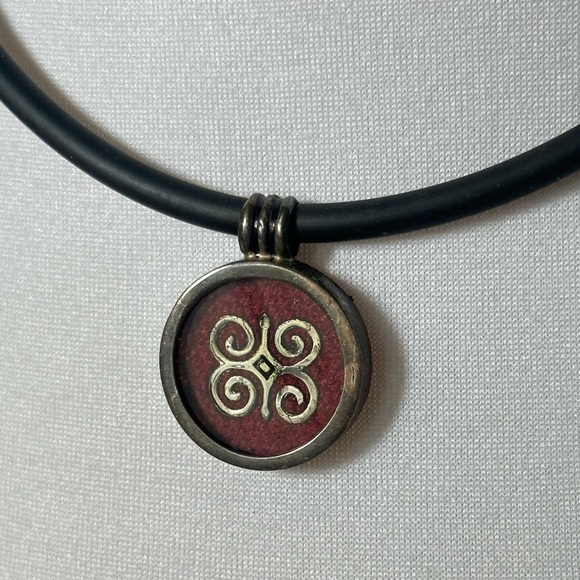 925 Mexican Silver Humility Symbol Cross Dwennimmen Adinkra Pendant Ghana Fabric - Picture 3 of 6